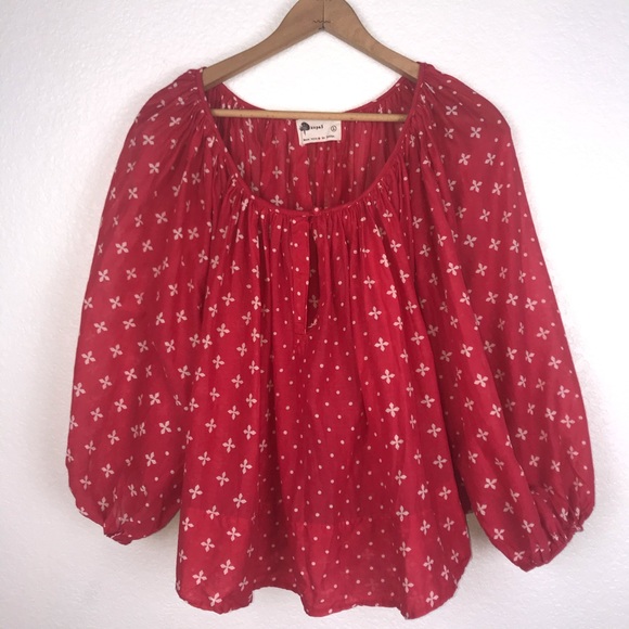 Anthro Kopal Balloon Cotton Peasant Blouse Luna - Picture 4 of 8